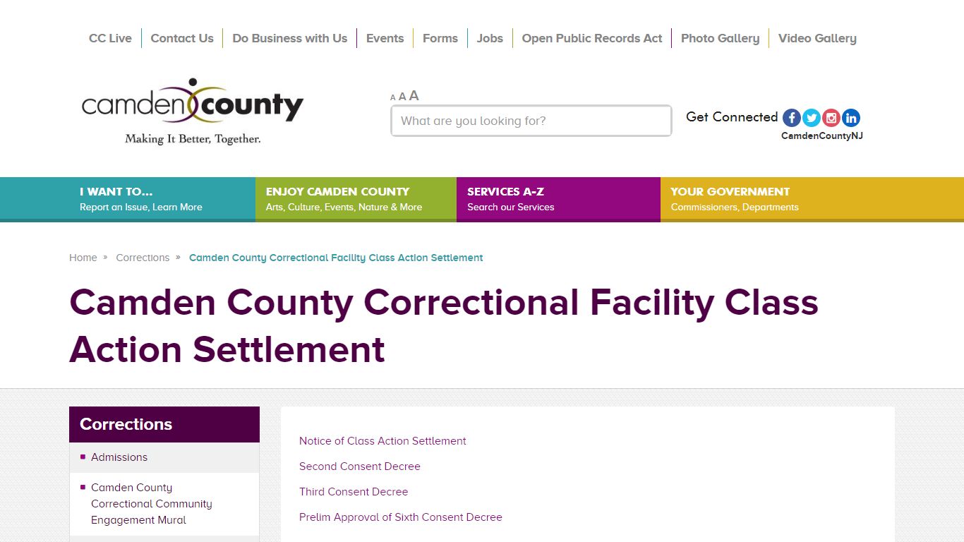 Camden County Correctional Facility Class Action Settlement