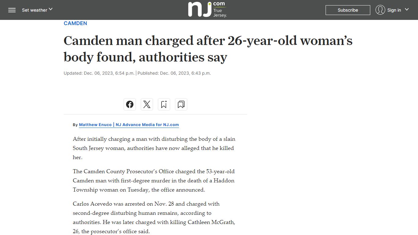 Camden man charged after 26-year-old woman’s body found ... - nj.com
